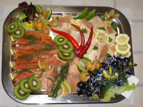 Fischplatten für Jubiläen, Geburtstage und Hochzeiten.
